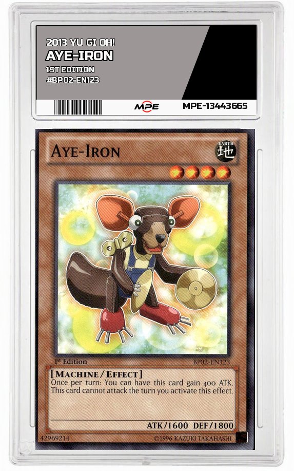 2013 YU GI OH! 1st Edition #BP02-EN123 AYE-IRON MPE 9 MINT — graded card auctioned from the MPE vault