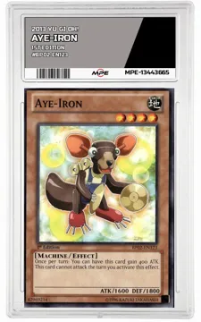 2013 YU GI OH! 1st Edition #BP02-EN123 AYE-IRON MPE 9 MINT — graded card up for auction