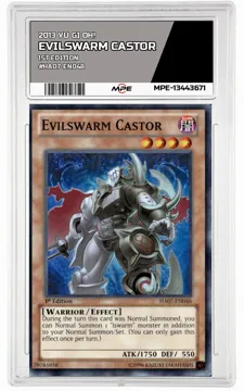 2013 YU GI OH! 1st Edition #HA07-EN048 EVILSWARM CASTOR MPE 9 MINT — graded card up for auction