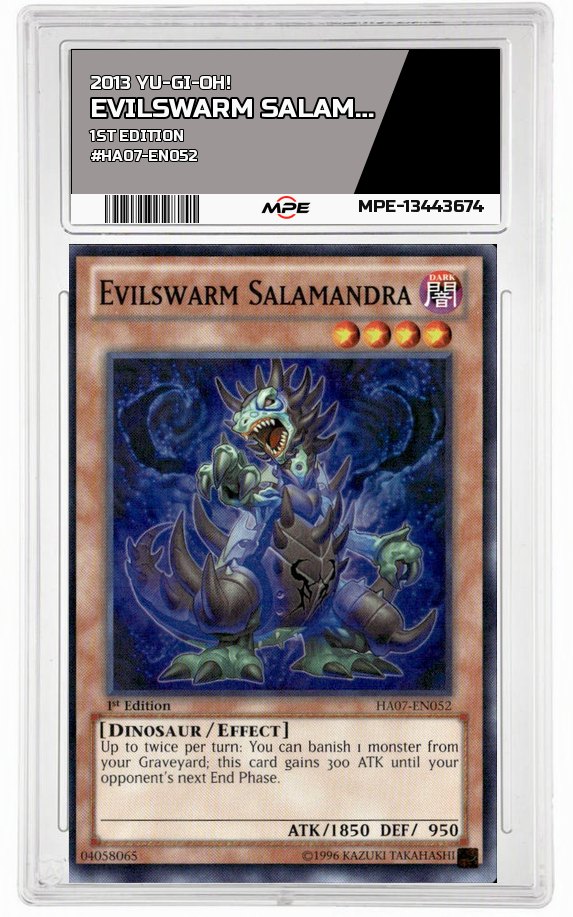 2013 YU-GI-OH! 1st Edition #HA07-EN052 EVILSWARM SALAMANDRA MPE 9 MINT — graded card auctioned from the MPE vault