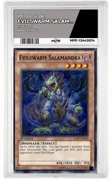 2013 YU-GI-OH! 1st Edition #HA07-EN052 EVILSWARM SALAMANDRA MPE 9 MINT — graded card up for auction