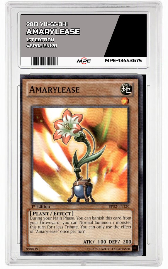 2013 YU-GI-OH! 1st Edition #BP02-EN120 AMARYLEASE MPE 9 MINT — graded card auctioned from the MPE vault