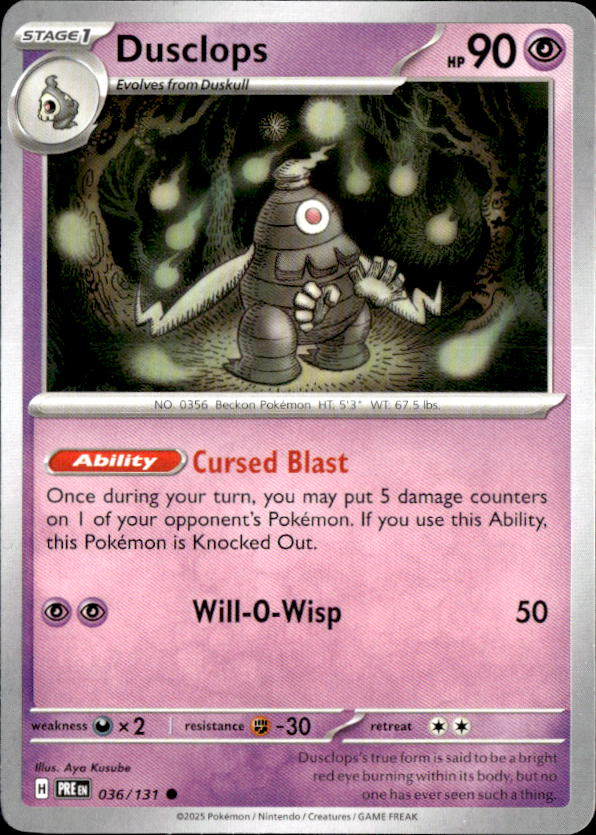 2025 Pokemon Scarlet And Violet Dusclops graded slab