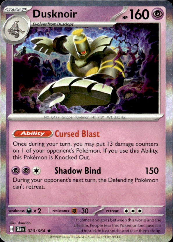 2025 Pokemon Scarlet And Violet Dusknoir graded slab