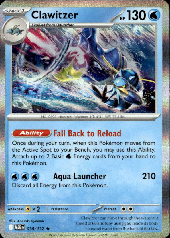 2025 Pokemon Mega Evolution Clawitzer graded slab