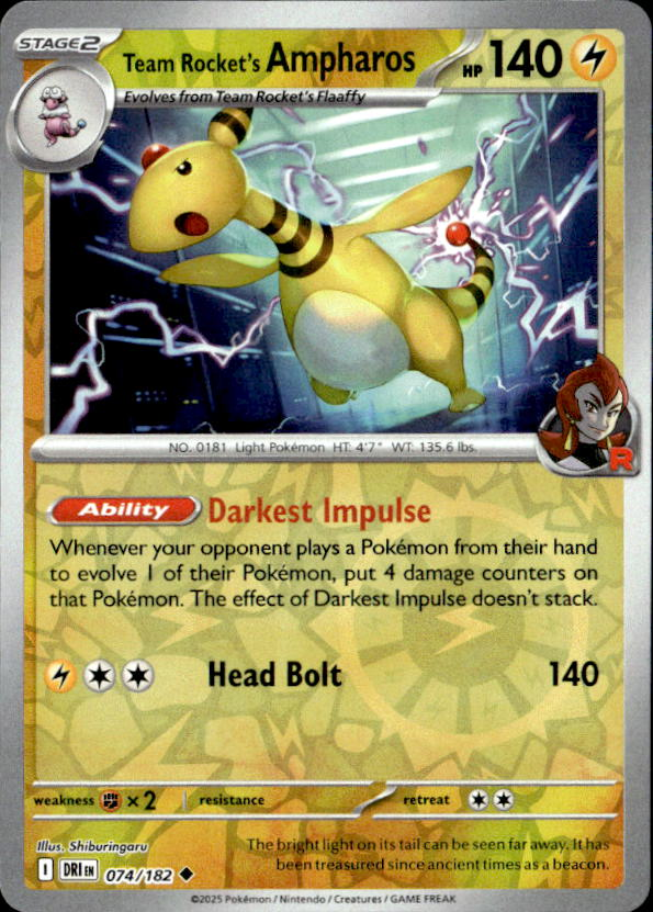 2025 Pokemon Scarlet And Violet Team Rocket's Ampharos graded slab