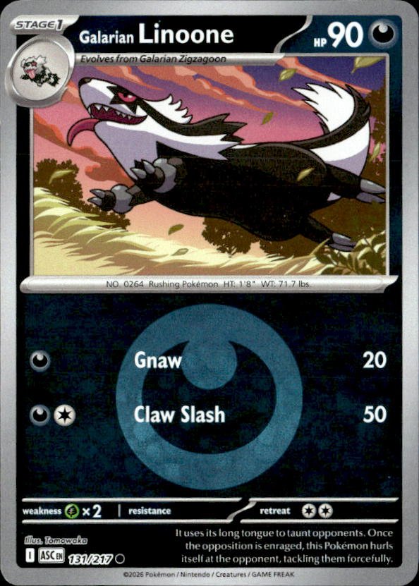 2026 Pokemon Mega Evolution Galarian Linoone graded slab