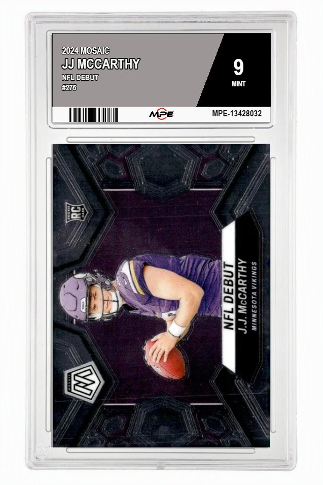 2024 MOSAIC NFL DEBUT #275 JJ MCCARTHY MPE 9 MINT — graded card auctioned from the MPE vault