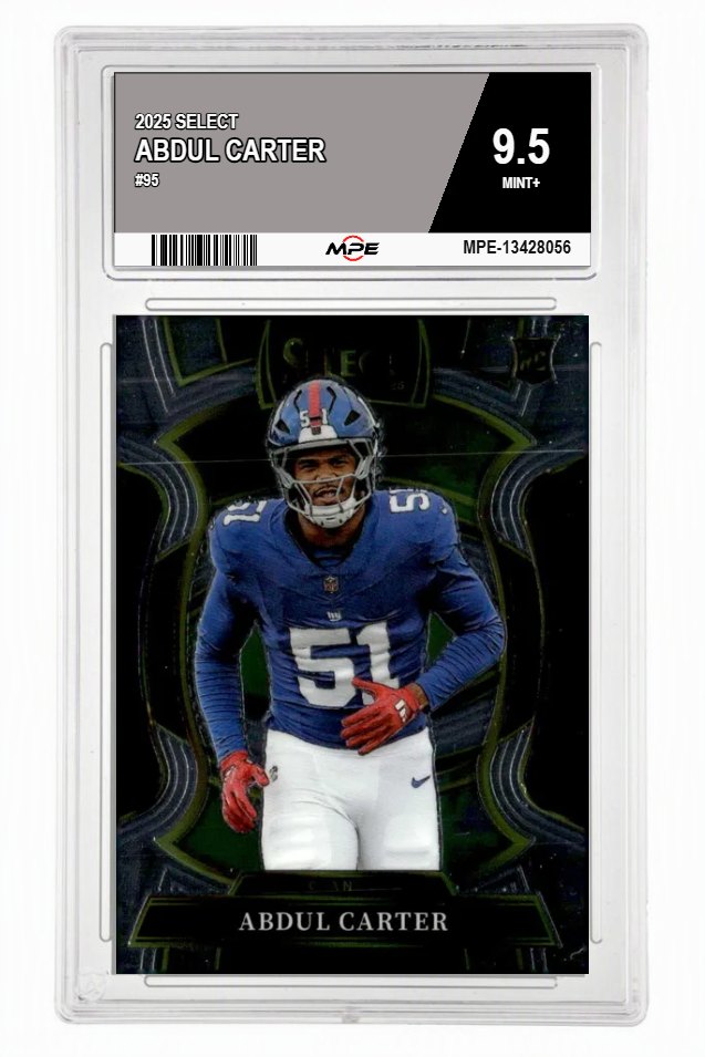 2025 SELECT #95 ABDUL CARTER MPE 9.5 MINT+ — graded card auctioned from the MPE vault