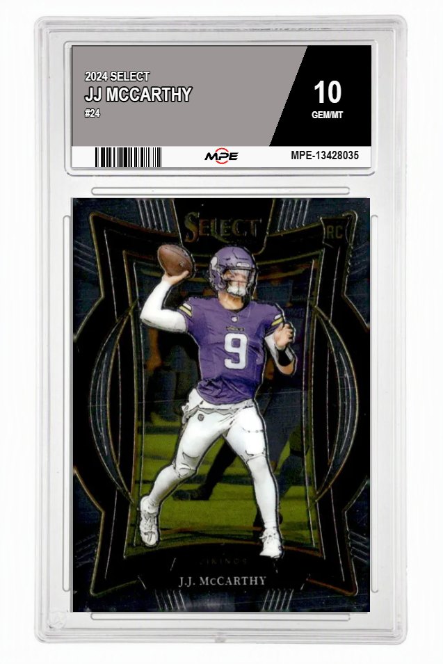 2024 SELECT #24 JJ MCCARTHY MPE 10 GEM/MT — graded card auctioned from the MPE vault