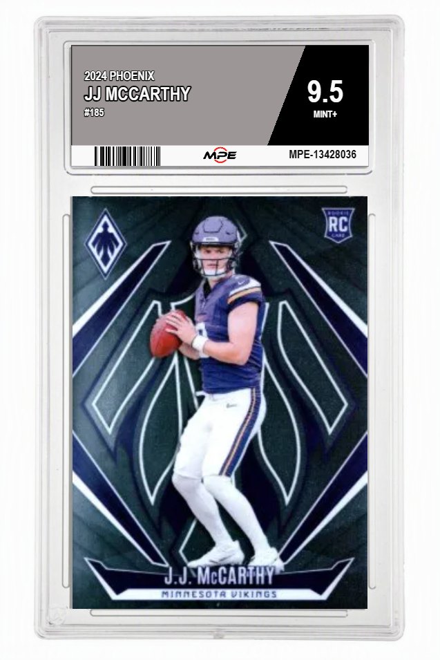 2024 PHOENIX #185 JJ MCCARTHY MPE 9.5 MINT+ — graded card auctioned from the MPE vault