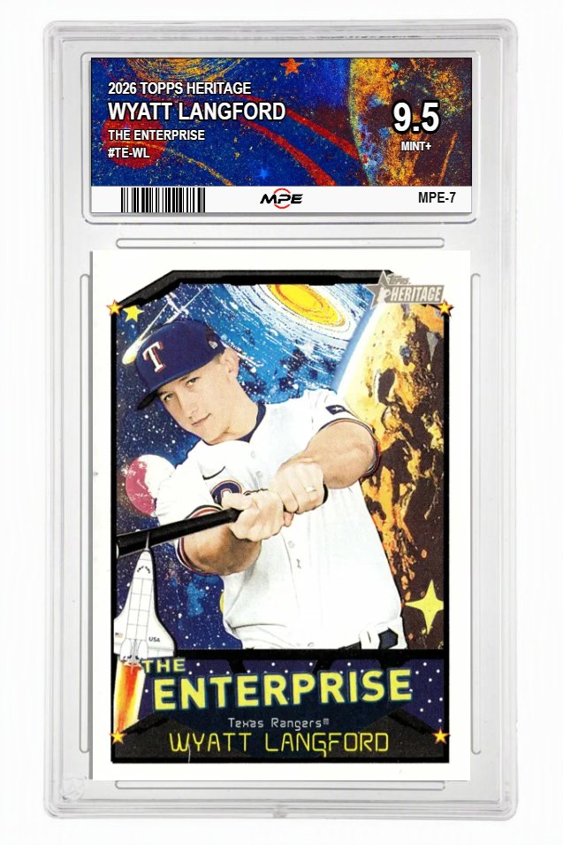 2026 TOPPS HERITAGE THE ENTERPRISE #TE-WL WYATT LANGFORD MPE 9.5 MINT+ — graded card auctioned from the MPE vault