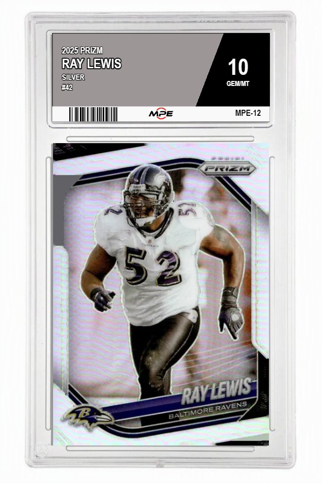2025 PRIZM SILVER #42 RAY LEWIS MPE 10 GEM/MT — graded card auctioned from the MPE vault