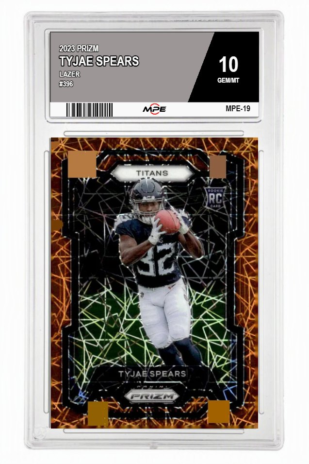 2023 PRIZM LAZER #396 TYJAE SPEARS MPE 10 GEM/MT — graded card auctioned from the MPE vault