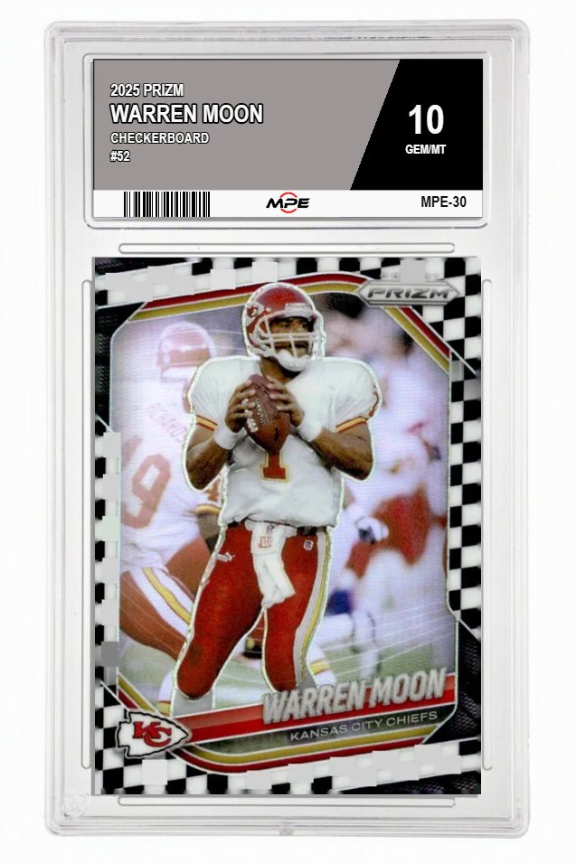 2025 PRIZM CHECKERBOARD #52 WARREN MOON MPE 10 GEM/MT — graded card auctioned from the MPE vault