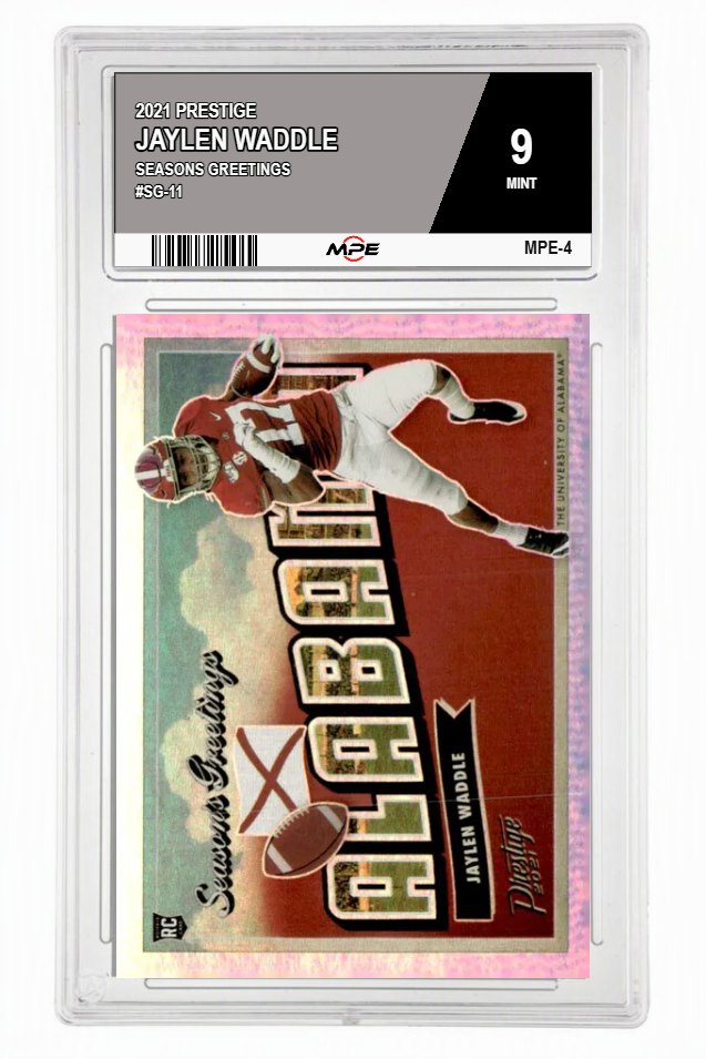 2021 PRESTIGE SEASONS GREETINGS #SG-11 JAYLEN WADDLE MPE 9 MINT — graded card auctioned from the MPE vault