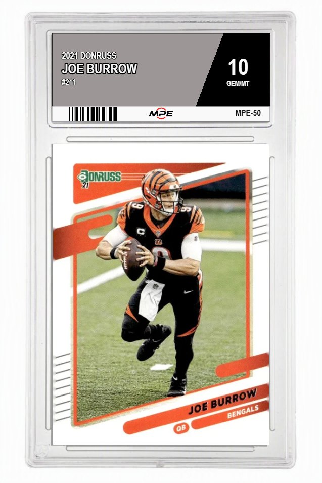 2021 DONRUSS #211 JOE BURROW MPE 10 GEM/MT — graded card auctioned from the MPE vault