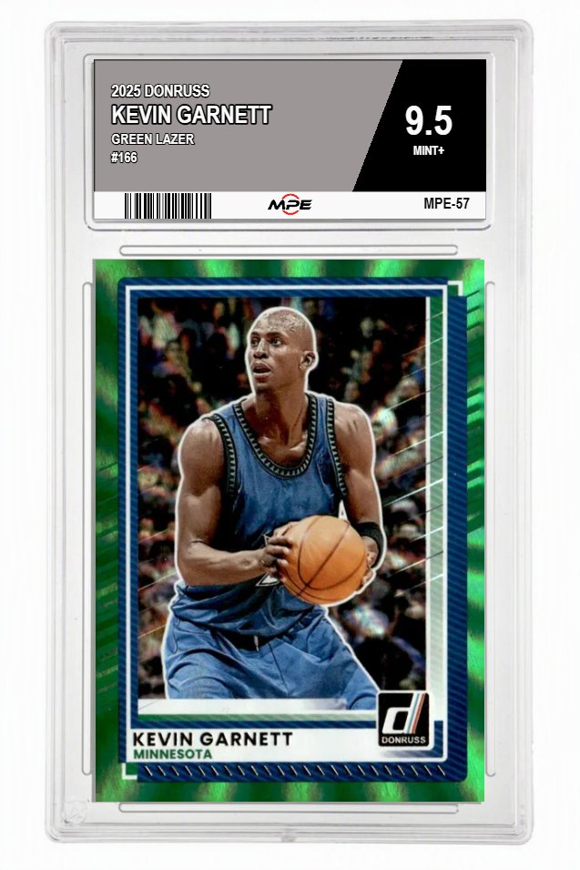 2025 DONRUSS GREEN LAZER #166 KEVIN GARNETT MPE 9.5 MINT+ — graded card auctioned from the MPE vault