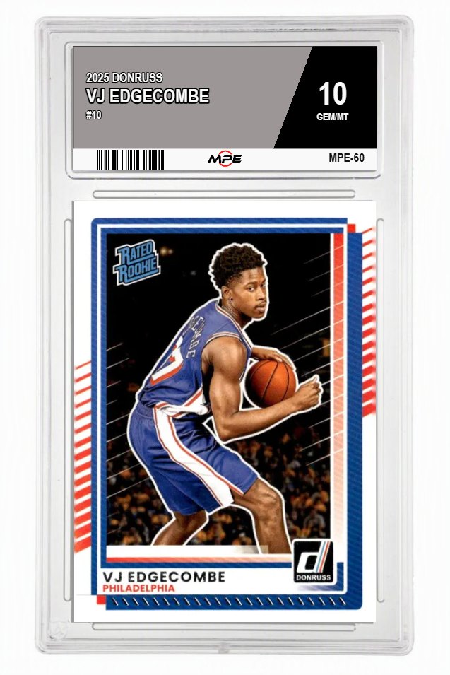 2025 DONRUSS #10 VJ EDGECOMBE MPE 10 GEM/MT — graded card auctioned from the MPE vault