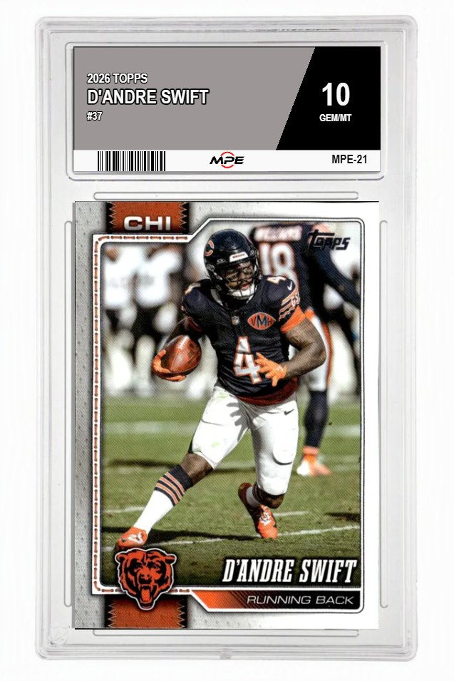 2026 TOPPS #37 D'ANDRE SWIFT MPE 10 GEM/MT — graded card auctioned from the MPE vault