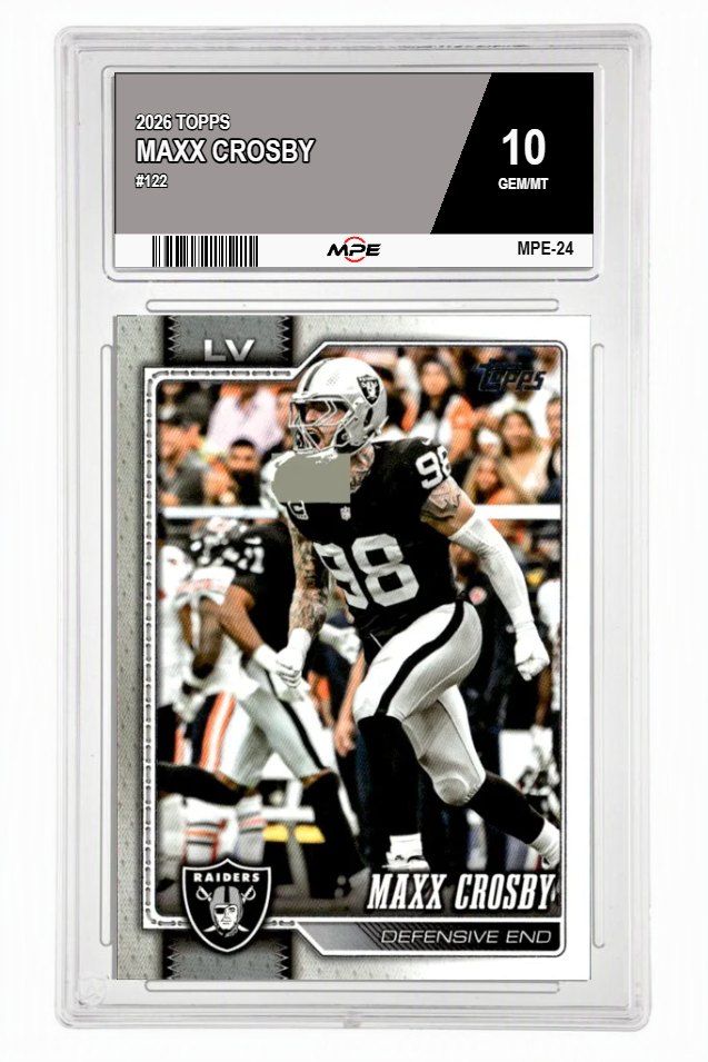 2026 TOPPS #122 MAXX CROSBY MPE 10 GEM/MT — graded card auctioned from the MPE vault
