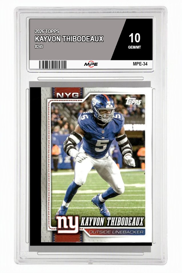 2026 TOPPS #245 KAYVON THIBODEAUX MPE 10 GEM/MT — graded card auctioned from the MPE vault