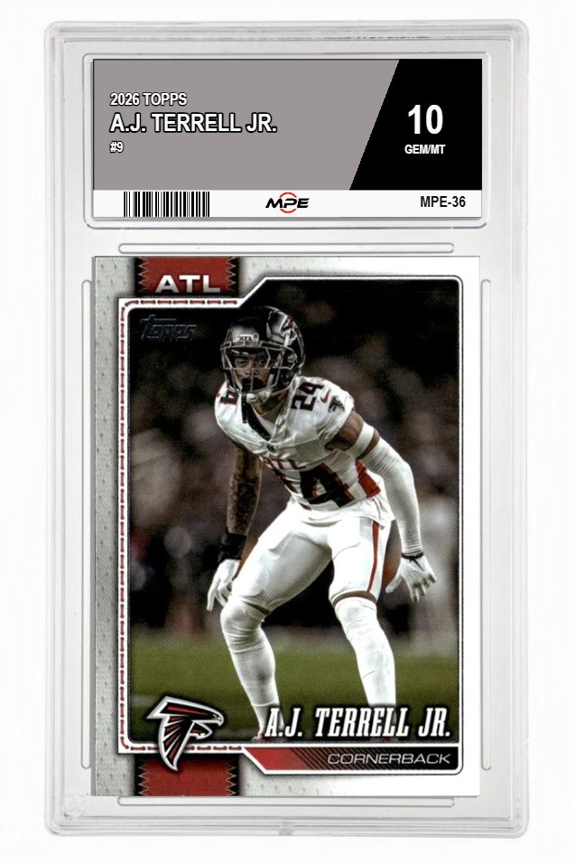 2026 TOPPS #9 A.J. TERRELL JR. MPE 10 GEM/MT — graded card auctioned from the MPE vault