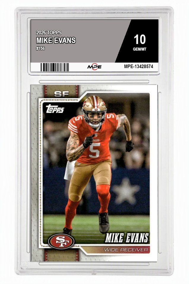 2026 TOPPS #156 MIKE EVANS MPE 10 GEM/MT — graded card auctioned from the MPE vault