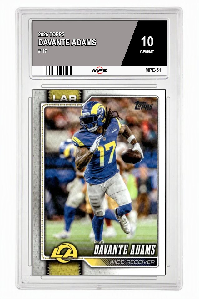 2026 TOPPS #117 DAVANTE ADAMS MPE 10 GEM/MT — graded card auctioned from the MPE vault