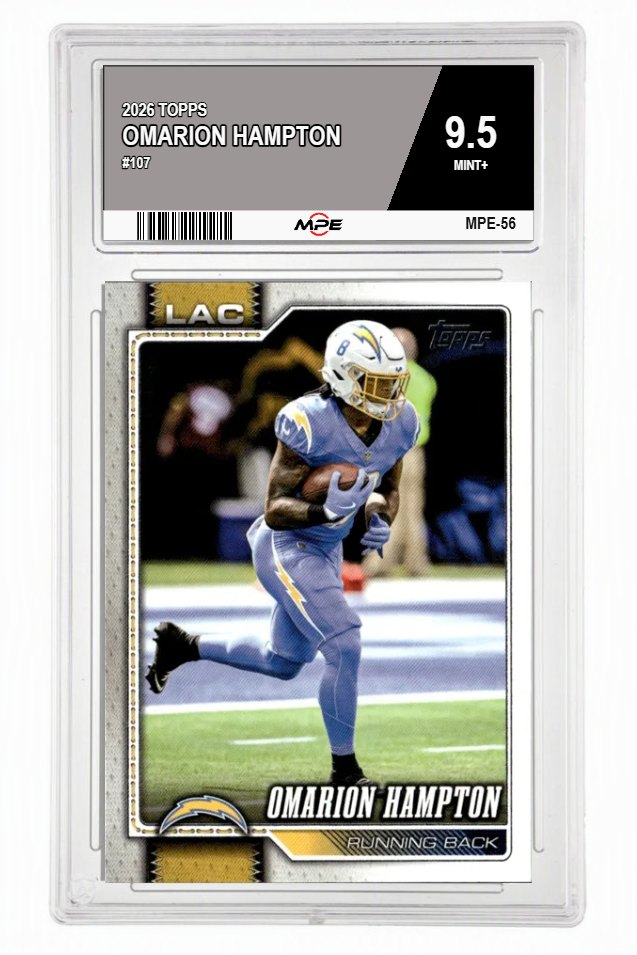 2026 TOPPS #107 OMARION HAMPTON MPE 9.5 MINT+ — graded card auctioned from the MPE vault