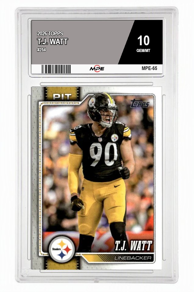 2026 TOPPS #254 T.J. WATT MPE 10 GEM/MT — graded card auctioned from the MPE vault