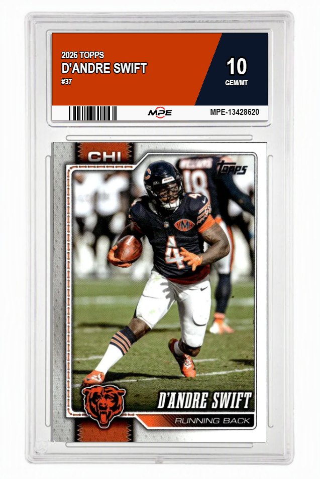 2026 TOPPS #37 D'ANDRE SWIFT MPE 10 GEM/MT — graded card auctioned from the MPE vault