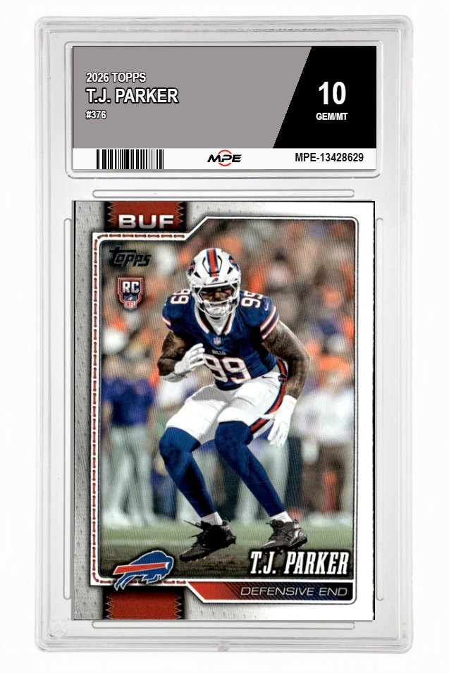 2026 TOPPS #376 T.J. PARKER MPE 10 GEM/MT — graded card auctioned from the MPE vault
