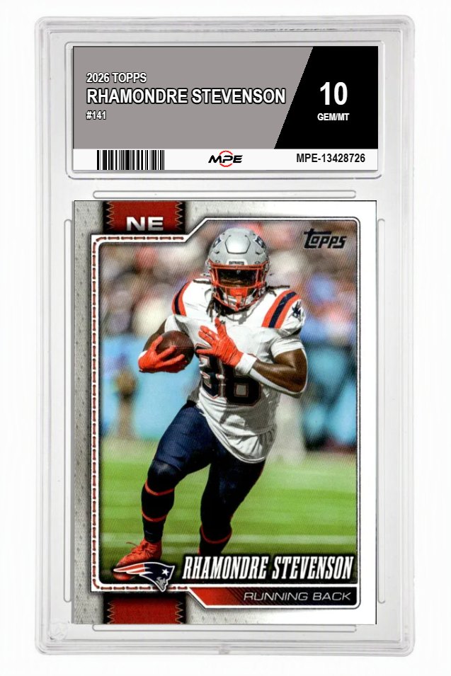 2026 TOPPS #141 RHAMONDRE STEVENSON MPE 10 GEM/MT — graded card auctioned from the MPE vault