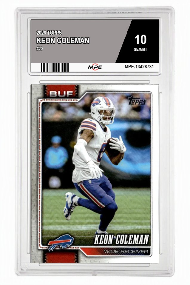 2026 TOPPS #20 KEON COLEMAN MPE 10 GEM/MT — graded card auctioned from the MPE vault