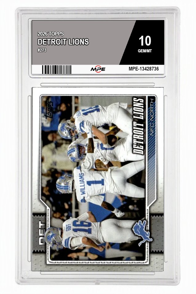 2026 TOPPS #273 DETROIT LIONS MPE 10 GEM/MT — graded card auctioned from the MPE vault