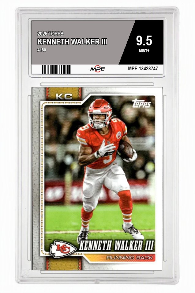 2026 TOPPS #180 KENNETH WALKER III MPE 9.5 MINT+ — graded card auctioned from the MPE vault