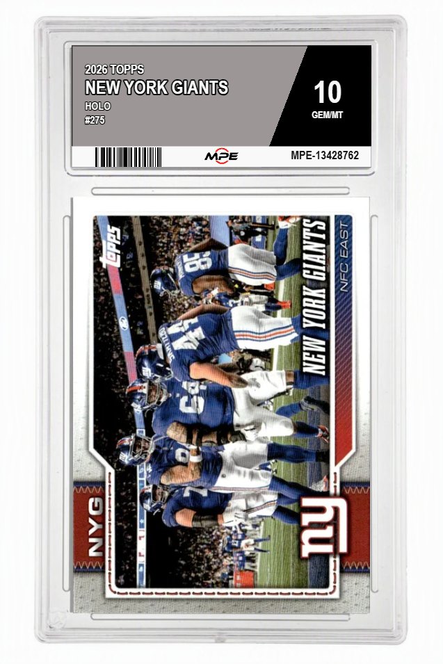 2026 TOPPS HOLO #275 NEW YORK GIANTS MPE 10 GEM/MT — graded card auctioned from the MPE vault