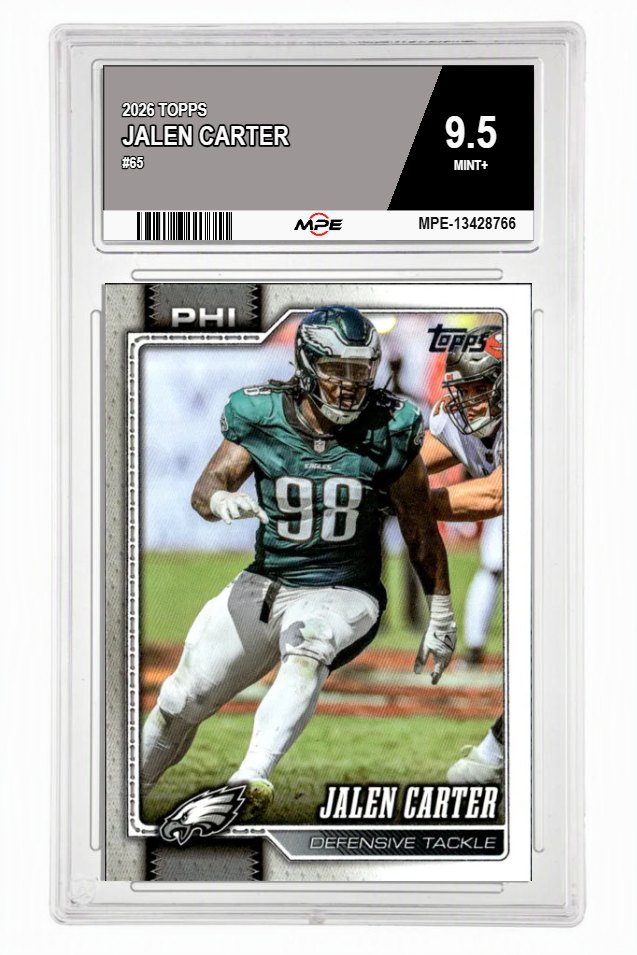 2026 TOPPS #65 JALEN CARTER MPE 9.5 MINT+ — graded card auctioned from the MPE vault