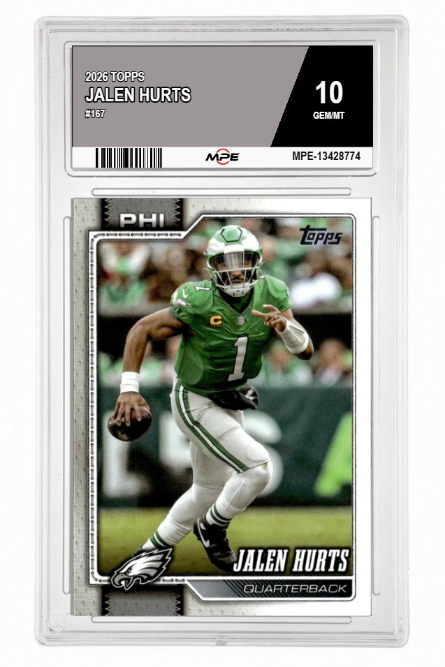 2026 TOPPS #167 JALEN HURTS MPE 10 GEM/MT — graded card auctioned from the MPE vault