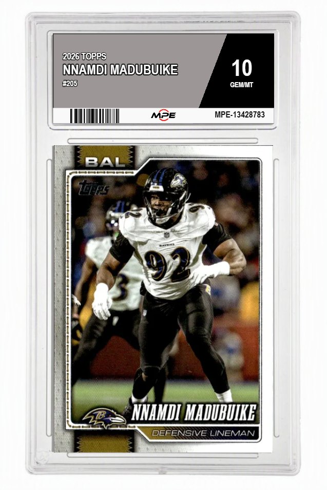 2026 TOPPS #205 NNAMDI MADUBUIKE MPE 10 GEM/MT — graded card auctioned from the MPE vault