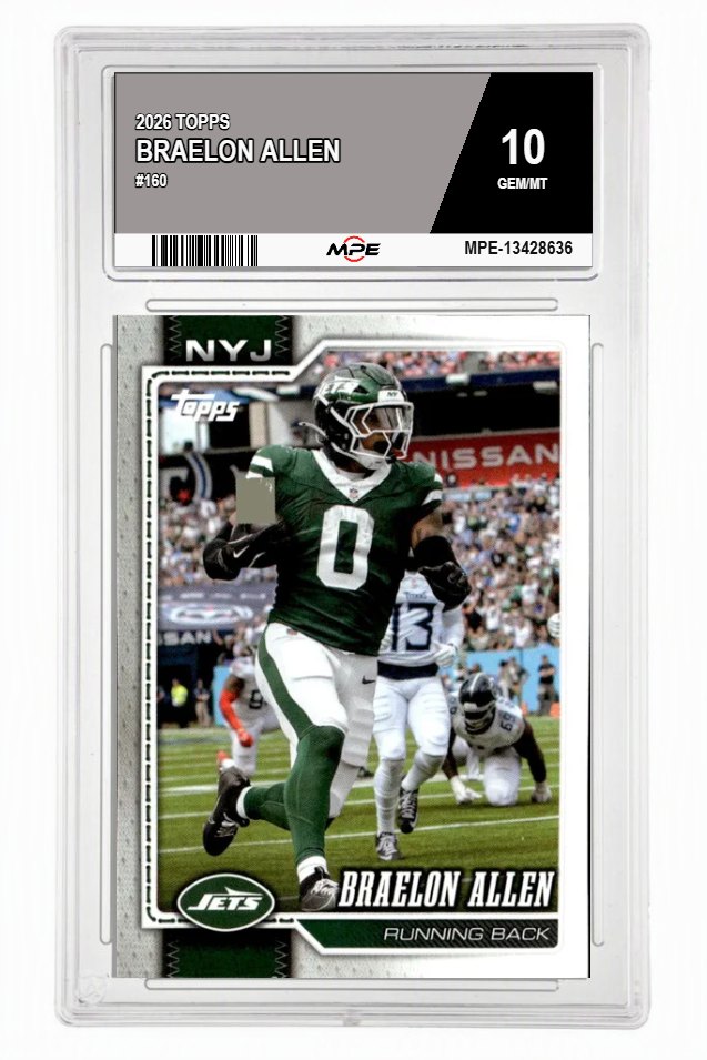 2026 TOPPS #160 BRAELON ALLEN MPE 10 GEM/MT — graded card auctioned from the MPE vault