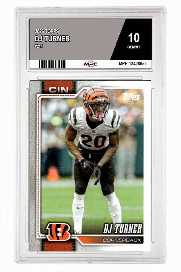 2026 TOPPS #214 DJ TURNER MPE 10 GEM/MT — graded card auctioned from the MPE vault