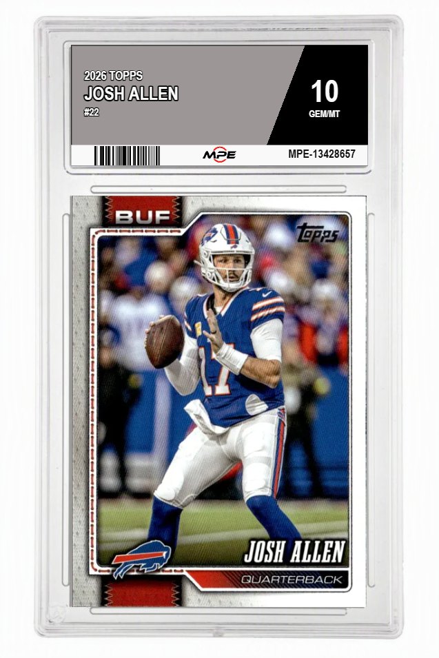 2026 TOPPS #22 JOSH ALLEN MPE 10 GEM/MT — graded card auctioned from the MPE vault