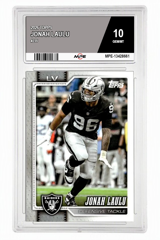 2026 TOPPS #235 JONAH LAULU MPE 10 GEM/MT — graded card auctioned from the MPE vault