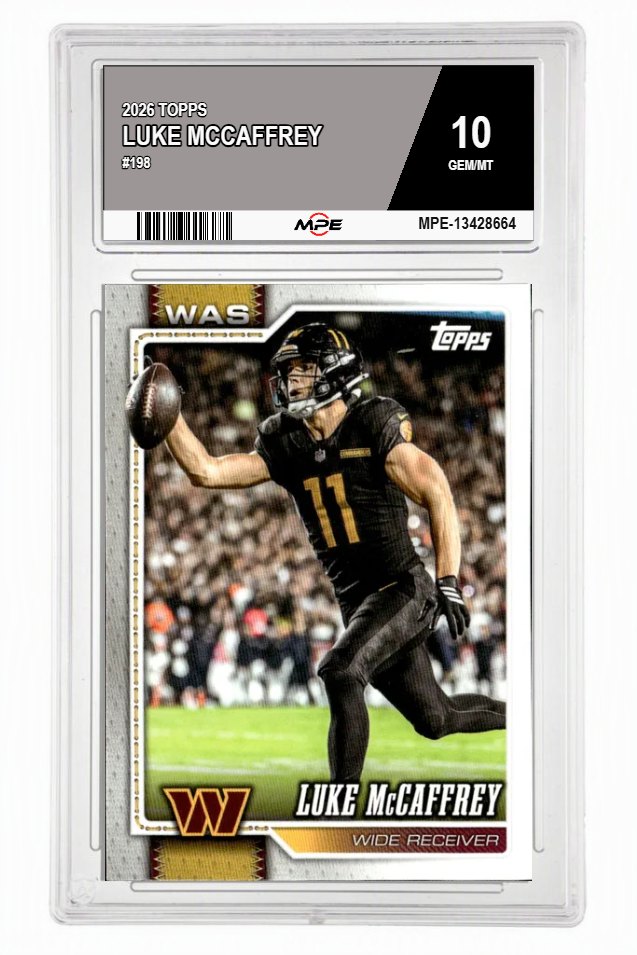 2026 TOPPS #198 LUKE MCCAFFREY MPE 10 GEM/MT — graded card auctioned from the MPE vault