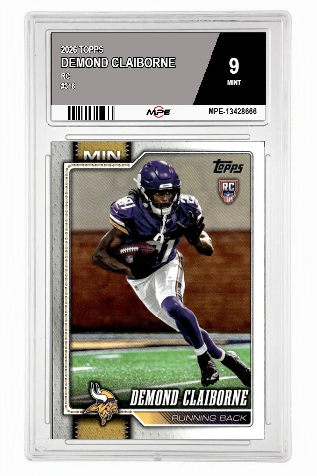 2026 TOPPS RC #316 DEMOND CLAIBORNE MPE 9 MINT — graded card auctioned from the MPE vault