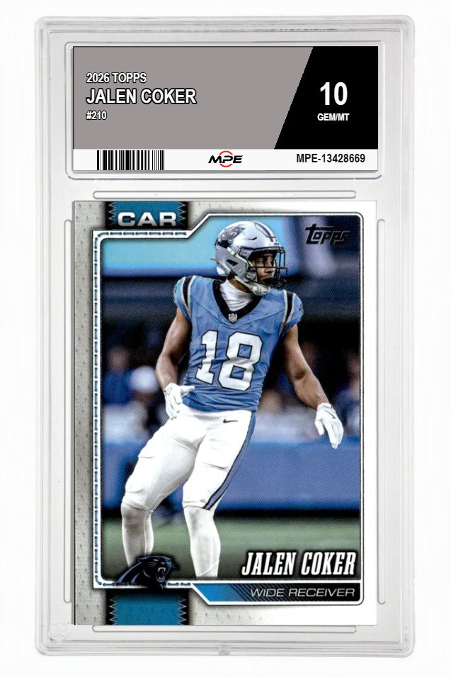 2026 TOPPS #210 JALEN COKER MPE 10 GEM/MT — graded card auctioned from the MPE vault