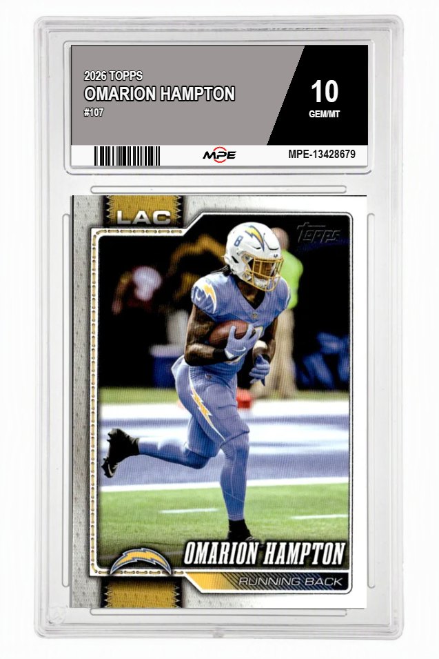 2026 TOPPS #107 OMARION HAMPTON MPE 10 GEM/MT — graded card auctioned from the MPE vault