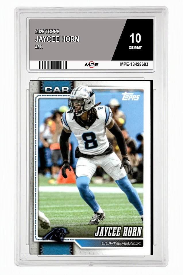 2026 TOPPS #211 JAYCEE HORN MPE 10 GEM/MT — graded card auctioned from the MPE vault